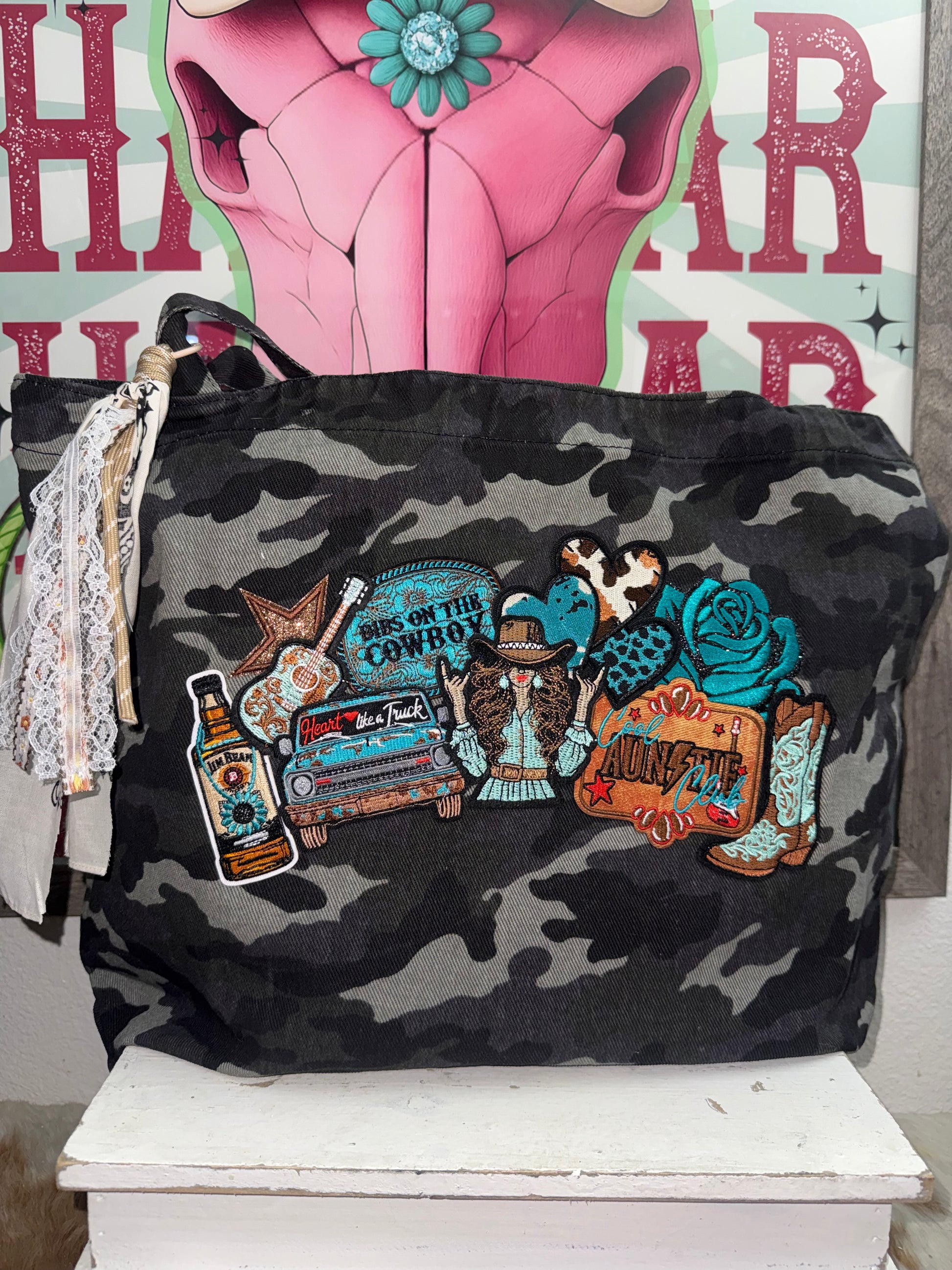 Tote Bag (Camo, Boho, Denim. NEW: Leopard & Velvet Pink Leopard)
